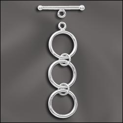 Sterling Silver 12mm Round Toggle Clasp w/ 3 Ring Extender