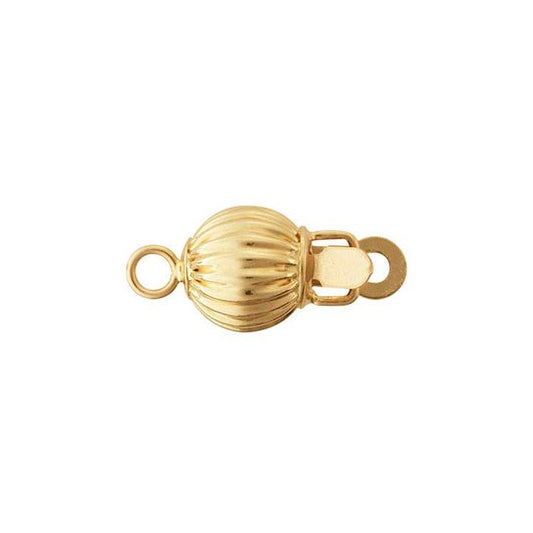 14KT Yellow Gold  Corrugated Bead Safety Clasp