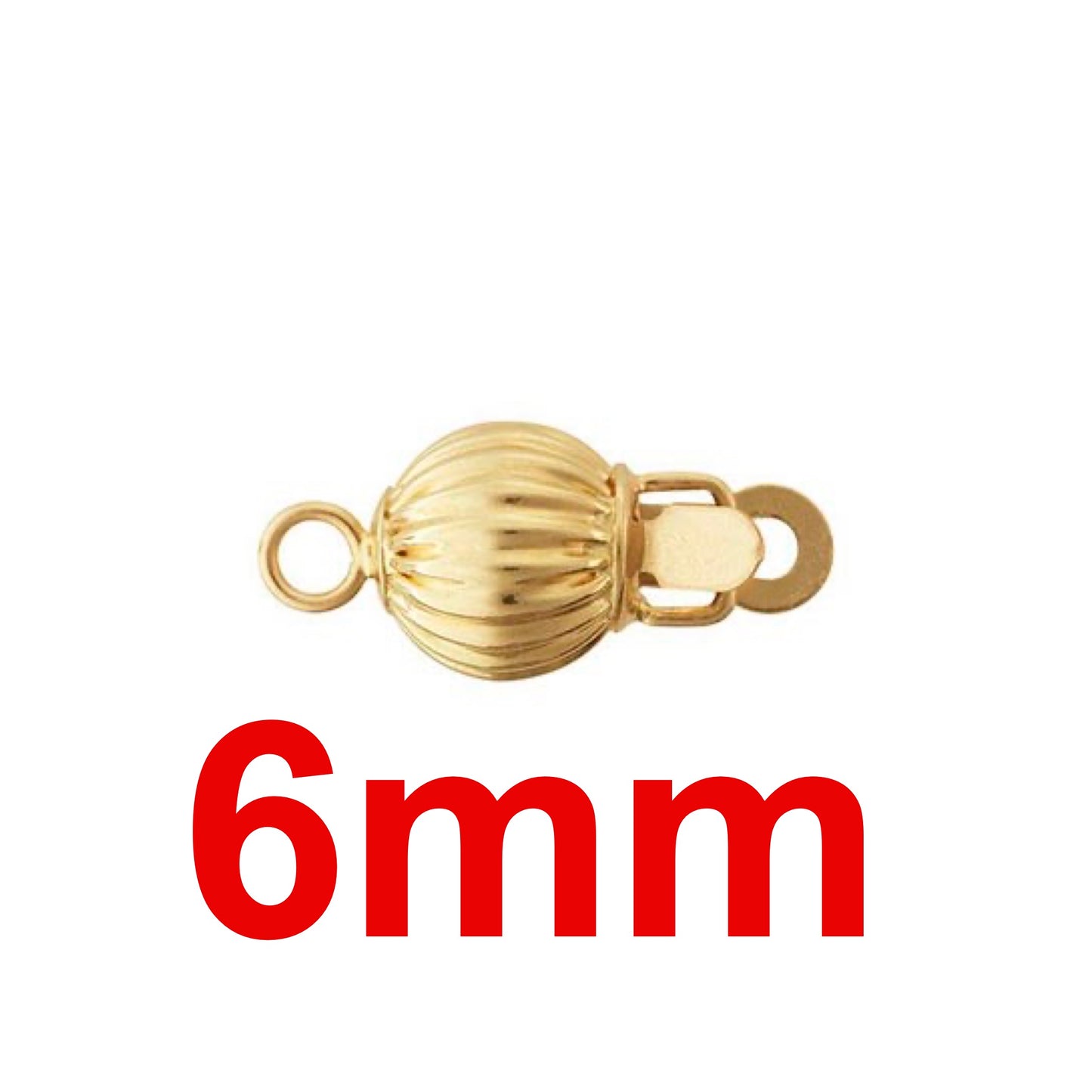 14KT Yellow Gold  Corrugated Bead Safety Clasp