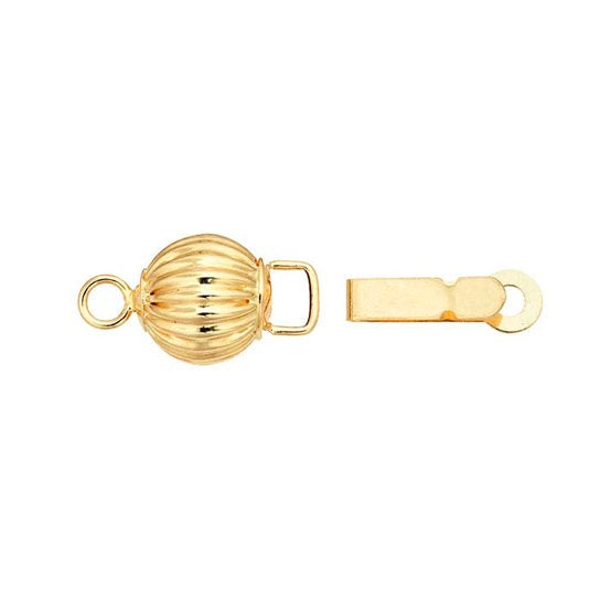 14KT Yellow Gold  Corrugated Bead Safety Clasp