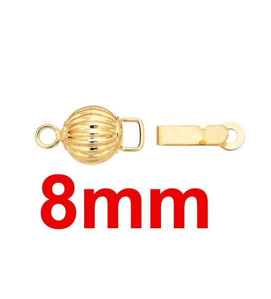 14KT Yellow Gold  Corrugated Bead Safety Clasp