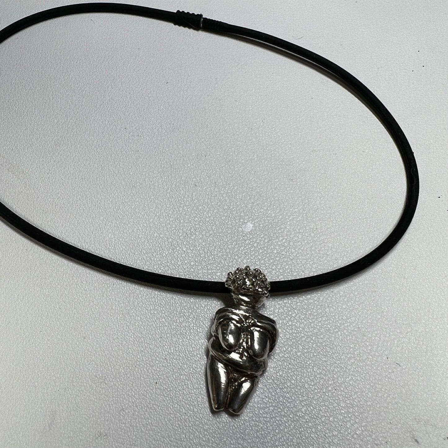 Crone Goddess Sterling Silver on 16" rubber necklace