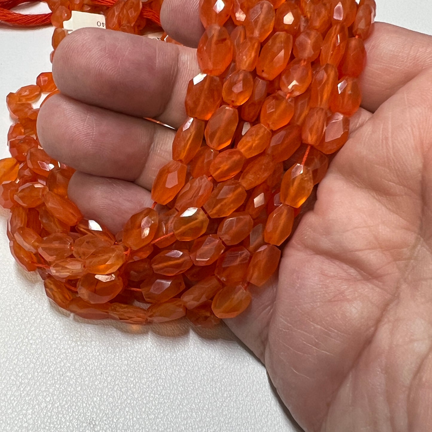 Carnelian faceted beads approx 6x9 16"