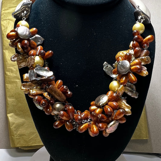 Wetters Garden Necklace 18", Boar Wetters, Pearls, and Sterling Silver