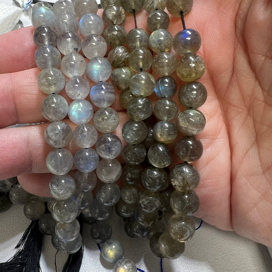 Labradorite Round Beads 8 millimeters  16" strands super nice