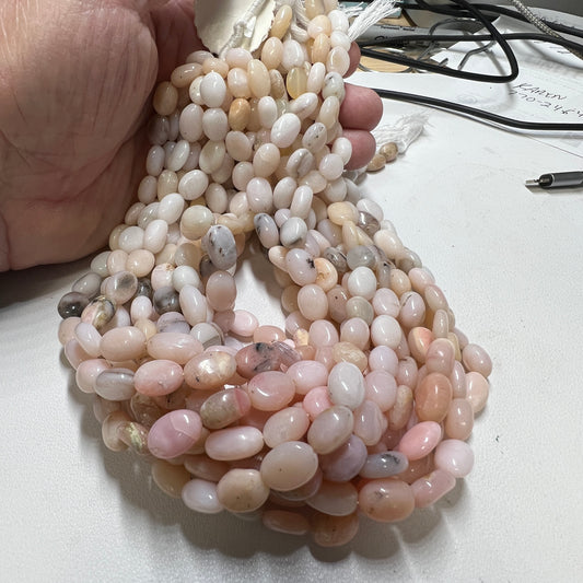 Opal beads, Peruvian Pink approx 9x11 16" strands