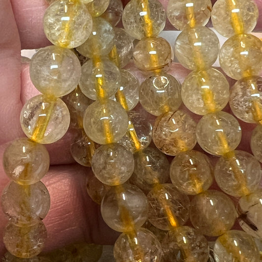 Golden Rutile Quartz 8mm 16" Strands all natural