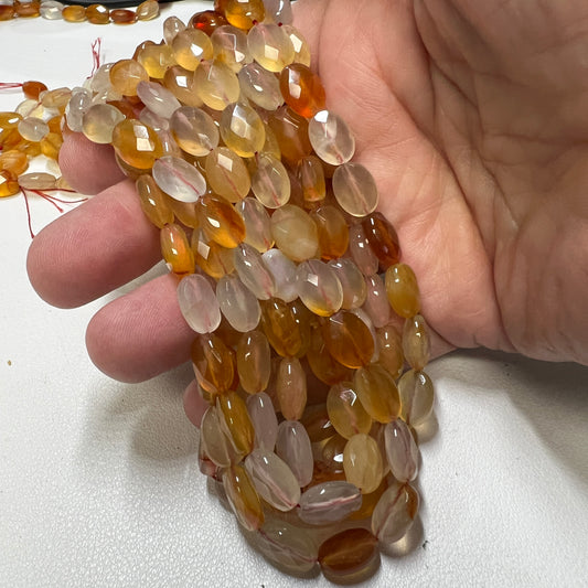 Carnelian Faceted Ovals approx 8x10 16" strands Natural