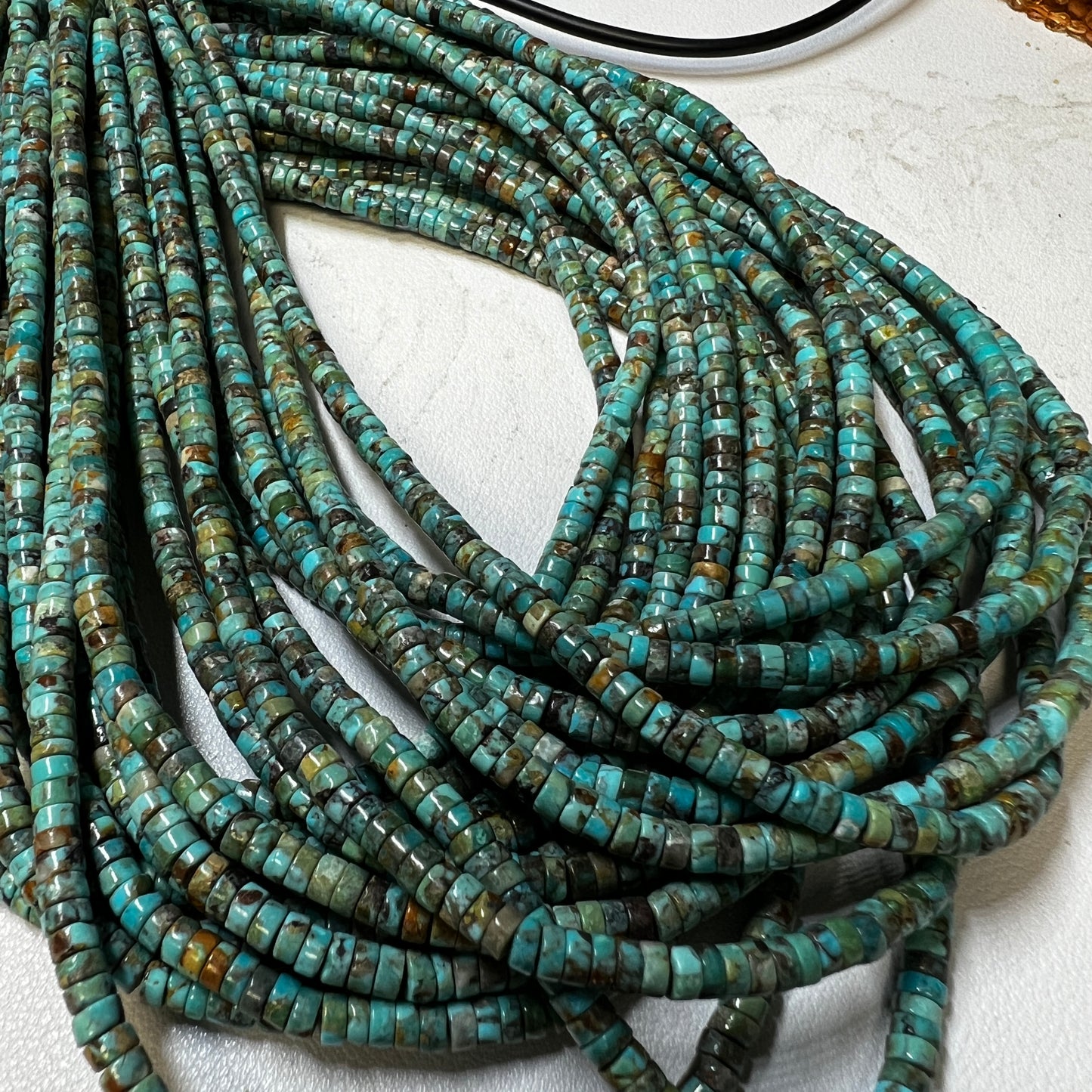 Turquoise American Heishi Cut 16" Strands