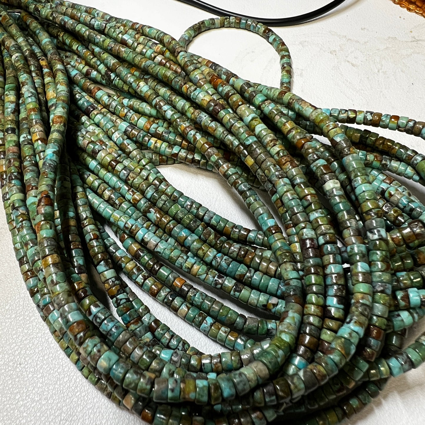 Turquoise American Heishi Cut 16" Strands