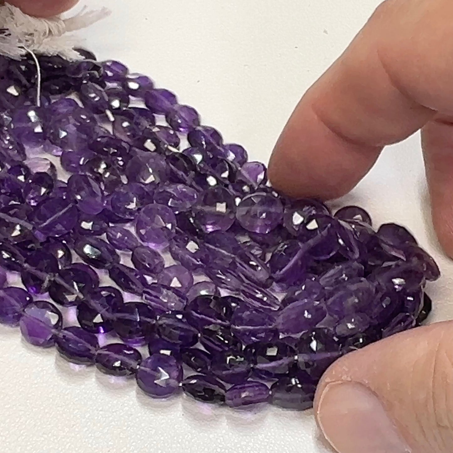 Amethyst Faceted Coin Beads 10" Strands