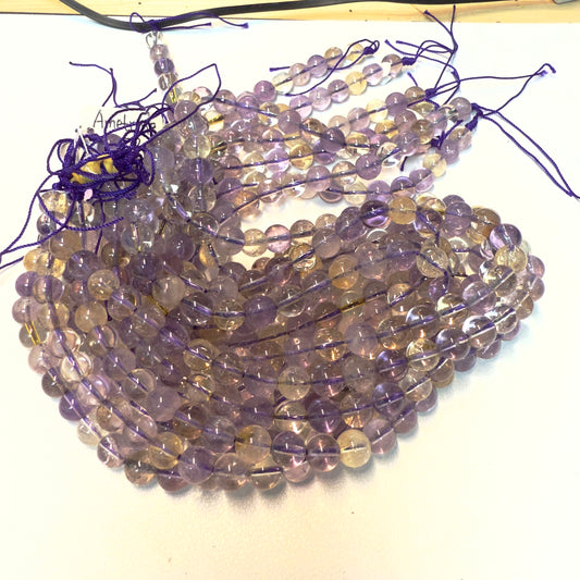 Ametrine Beads 8 mm 16" strands from Brazil