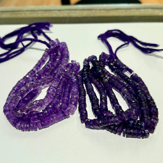 Amethyst faceted "Tire" Shape Beads 8 mm 16" strands