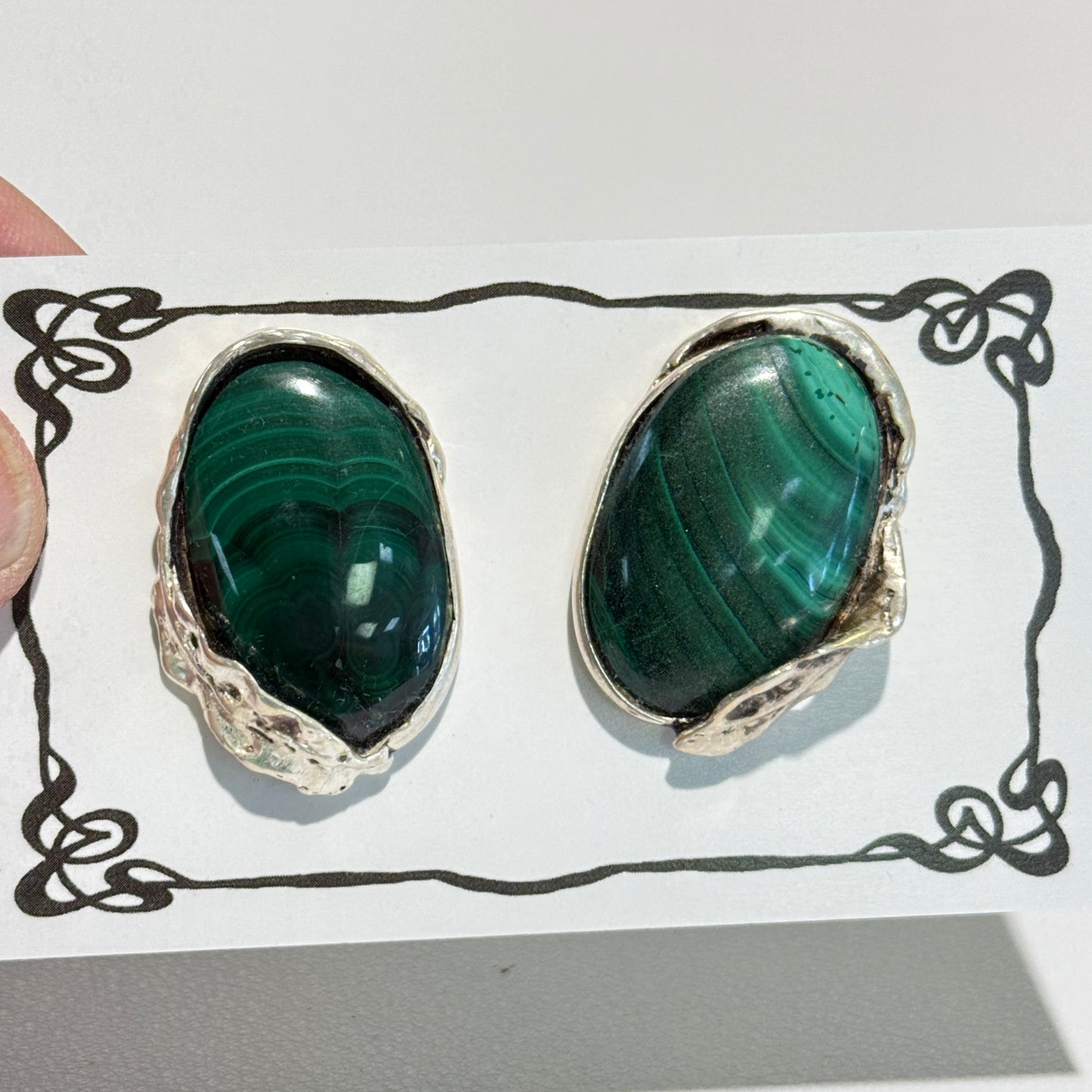 "Fertile" Earth Malachite and Sterling Earrings