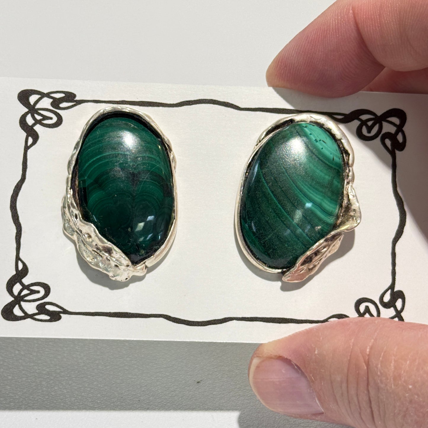 "Fertile" Earth Malachite and Sterling Earrings