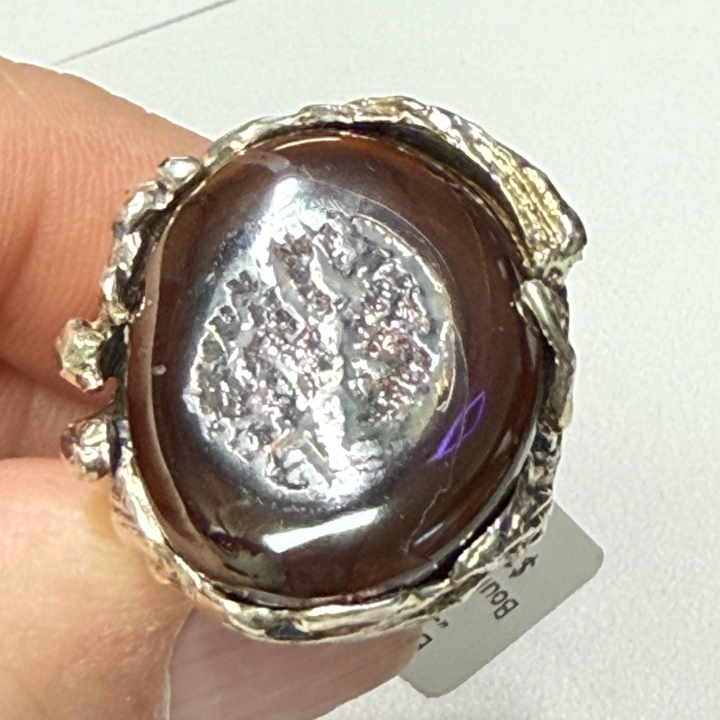 Fairies Dwell Here, Boulder opal and Sterling Silver ring size 7