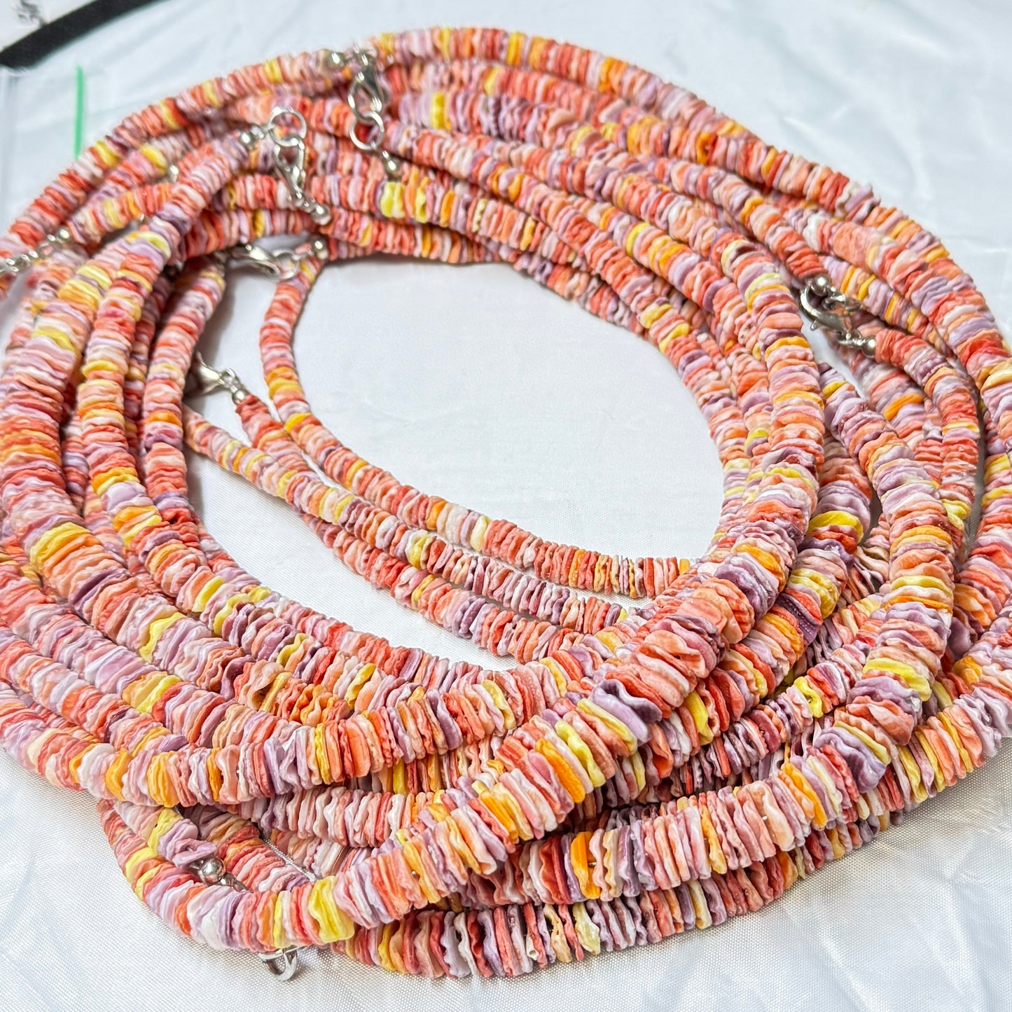 Natural Pectin Shells from the Philippines, Strands are 16" with Stainless Steel Clasp 5-10mm