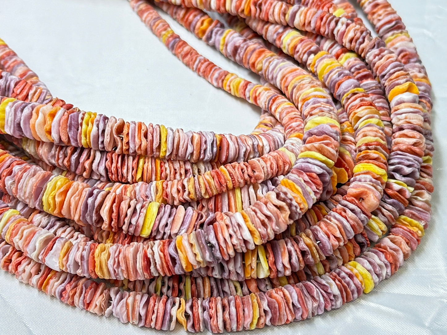 Natural Pectin Shells from the Philippines, Strands are 16" with Stainless Steel Clasp 5-10mm