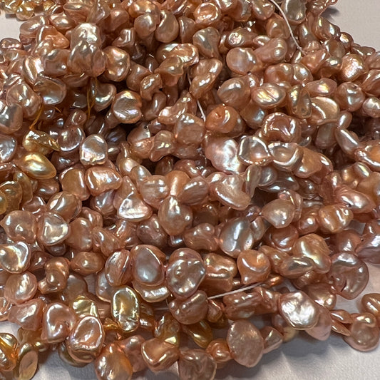 Keshi, Corn Flake Pearls 16" Lt Gold color!