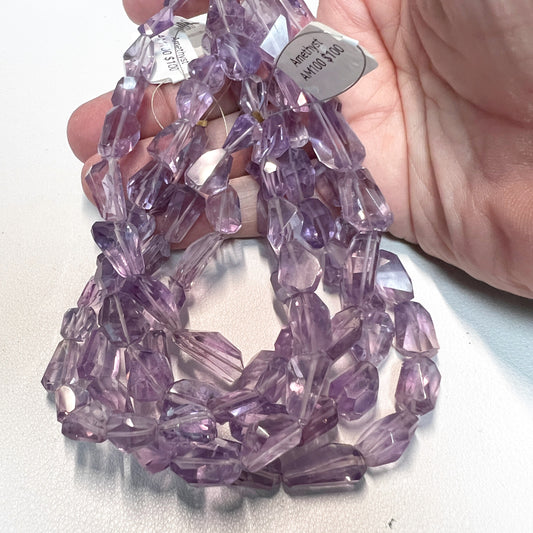 Amethyst Faceted Nuggets 8" strands approx. 10mm