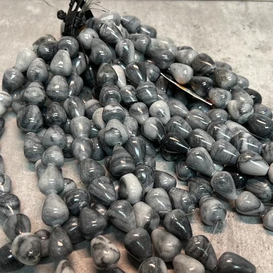 14×18mm Zebra Jasper Teardrop beads 7"